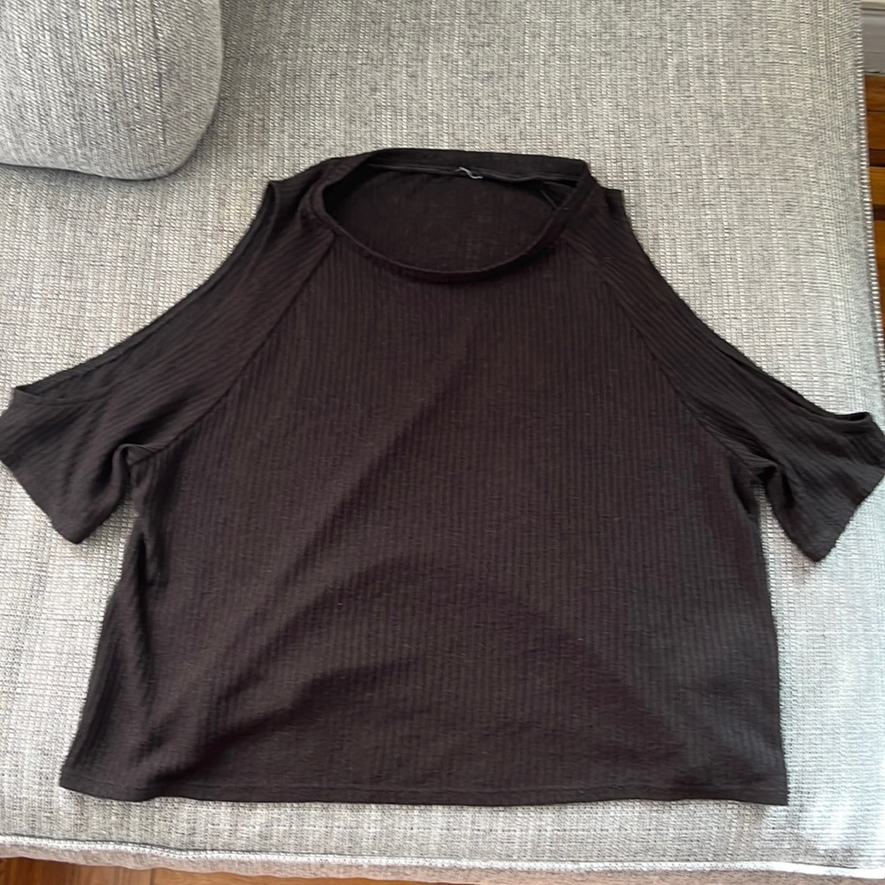 Cut out shoulder black top, medium